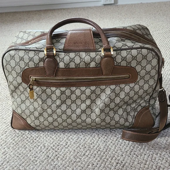 GUCCI suitcase oversized large travel satchel vintage, GG logo RARE original key - Picture 3 of 14